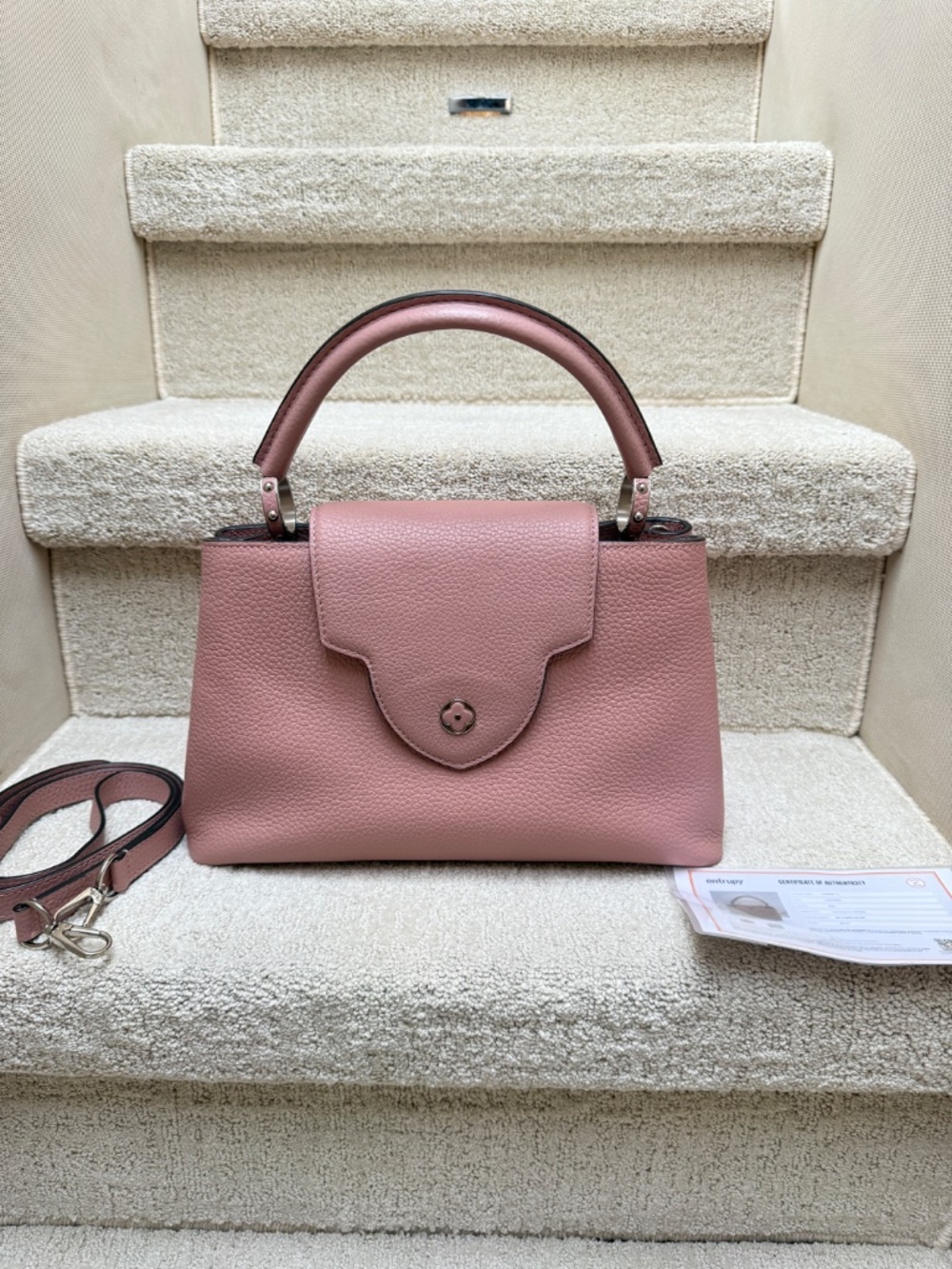 Louis Vuitton Taurillon Capucines PM in Dusty Rose - Picture 3 of 11